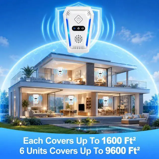 Alt view image 3 of 7 - 6 Pack 2026 New Upgraded Ultrasonic Pest Repeller Indoor, Pest Repellent Ultrasonic Plug in Bug Repellent Indoor, Home Ultrasonic Repellent with 3 Working Modes