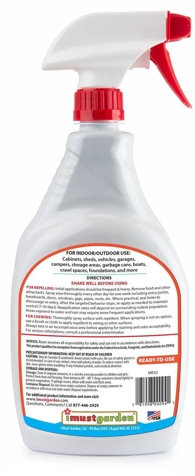 Alt view image 2 of 5 - Mouse & Rat Boosted Rodent Repellent Spray Powerful Peppermint Oil Plus Additional Plant-Based Ingredients for Strong, Natural Protection - Large 32oz Size - Indoor/Outdoor/Vehicle