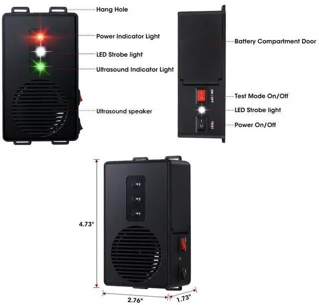 Alt view image 2 of 7 - Under Hood Animal Car Repeller Battery Operated Rodent Electronic Repellent Ultra Sonic Rat Strobe Light Mouse Repelling Device for Pest in Car 2 Pack