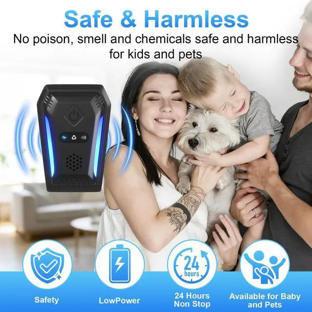 Alt view image 5 of 7 - Ultrasonic Pest Repeller Indoor Plug-in, 6-Pack Electronic Rodent Deterrent with 3 Modes, Effective Mice Repellent that Works for Home, Mice, Rat, Spider, Roach, Stink Bug, Mosquito