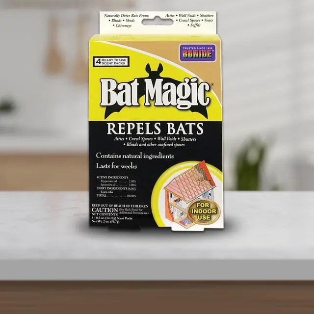 Alt view image 6 of 6 - Bat Magic Bat Repellent, Pack of 4 Ready-to-Use Peppermint Oil Scent Packs for Long Lasting Indoor Bat Control
