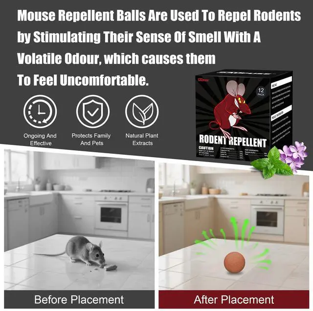 Alt view image 4 of 6 - Rodent and Insect Repellent Ball. Suitable for use in Homes, Gardens, and Warehouses. Uses Natural Ingredients to Safely and Effectively Repel mice & Squirrels. Safe for Families and Pets 12 Pack