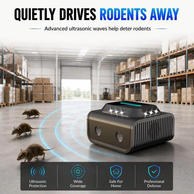 Alt view image 2 of 7 - Plug in for Mice, Rats & Squirrels Electronic Pest Repellent Indoor Mouse Deterrent for Home, Kitchen, Attic, Garage Humane Rat Control (Black)
