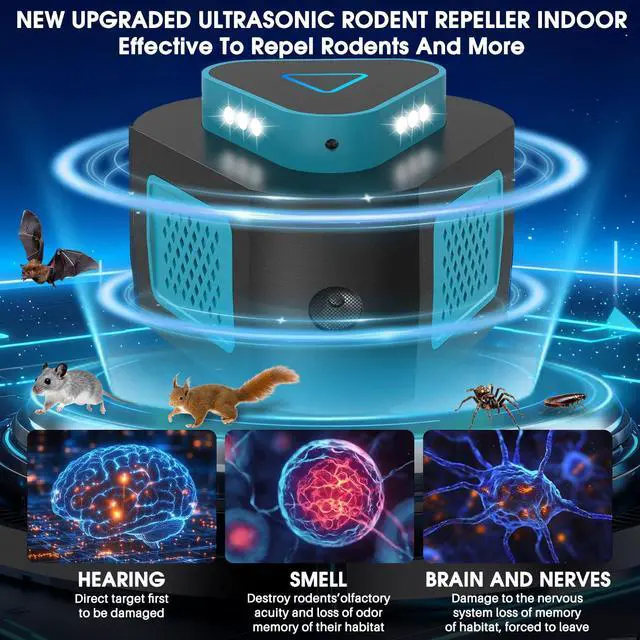 Alt view image 5 of 7 - 2026 Upgraded Mouse Repellent Ultrasonic Plug in 4-Modes Pest Rodent Control for Mice Rat Squirrel Bat Roach Spider Pest Repeller for Attic House Warehouse Basement Garage Office 2 Pack