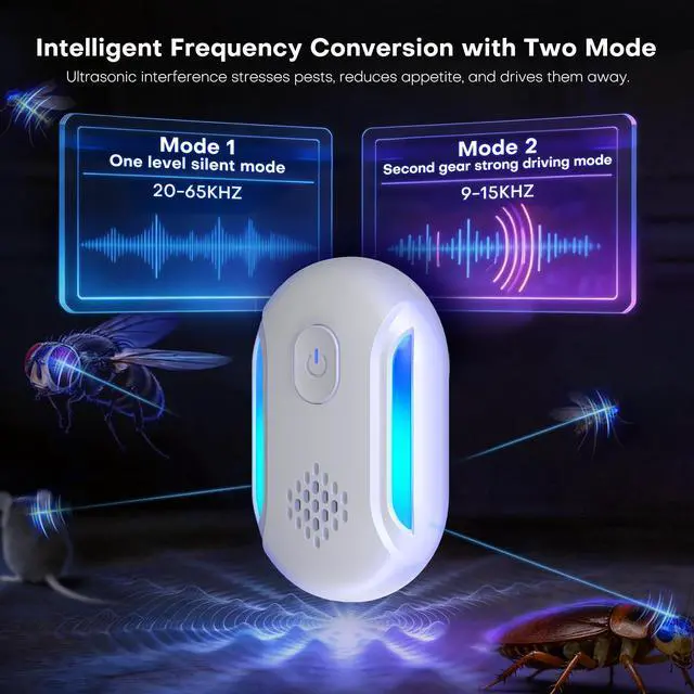 Alt view image 3 of 7 - Ultrasonic Pest Repeller, 6-Pack Pest Repellent Ultrasonic Plug in for Mice, Roaches, Geckos and Spiders, Indoor Ultrasonic Rodent Repeller
