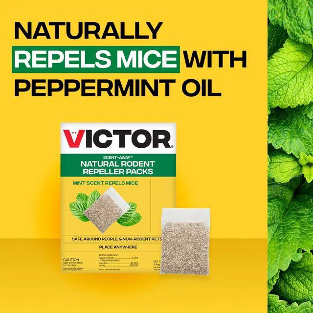 Alt view image 2 of 7 - Scent-Away Natural Rodent Repeller Peppermint Oil Mouse and Rat Repellent 5 High-Strength Rodent Repelling Sachets Included
