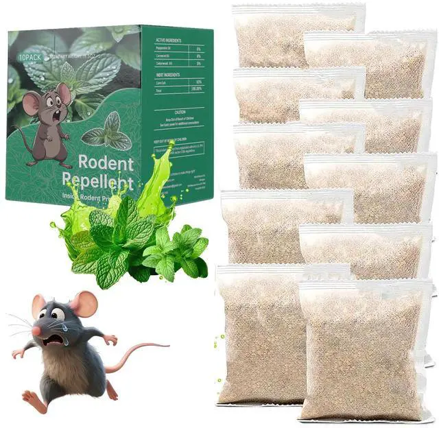 Main image of Mouse Rodent Repellent, 10 Pack Peppermint Lemon Oil Mice Repellent for Squirrel Rats Spider Pests, Natural Deterrent for Kitchen, Warehouse, Car, Indoor, Outdoor, Safe for Pets & Family