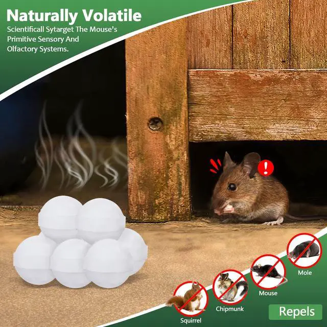 Alt view image 2 of 7 - Mouse Repellent 10 Pack, Rodent Repellent Balls Pet Safe, Long-Lasting Squirrel & Mice Repellent, Moth Ball for Rodent Outdoor Use, Suitable for Garage Storage Patio Attic Shed Garage