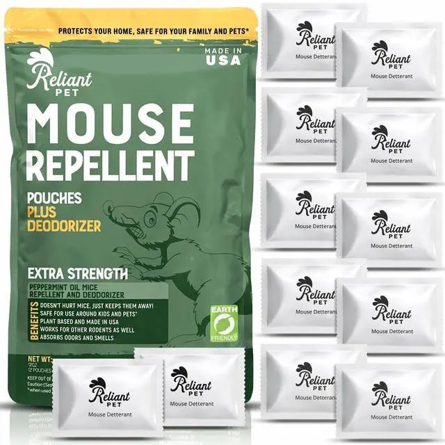 Main image of Mouse Repellent Pouches - Rodent Repellent Made in USA (12 Pouches) - Keep Rodents Out of Cars Engines - Mice Repellent Indoor and Outdoor - Mouse Deterrents that Work with Peppermint Oil