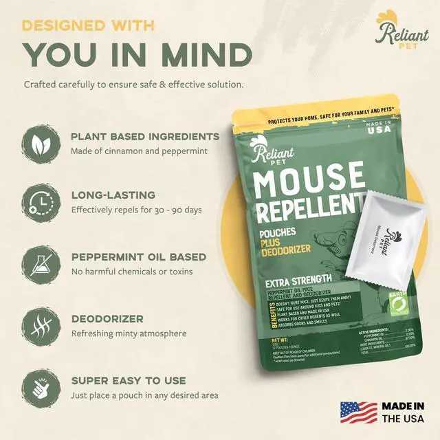 Alt view image 4 of 6 - Mouse Repellent Pouches - Rodent Repellent Made in USA (12 Pouches) - Keep Rodents Out of Cars Engines - Mice Repellent Indoor and Outdoor - Mouse Deterrents that Work with Peppermint Oil