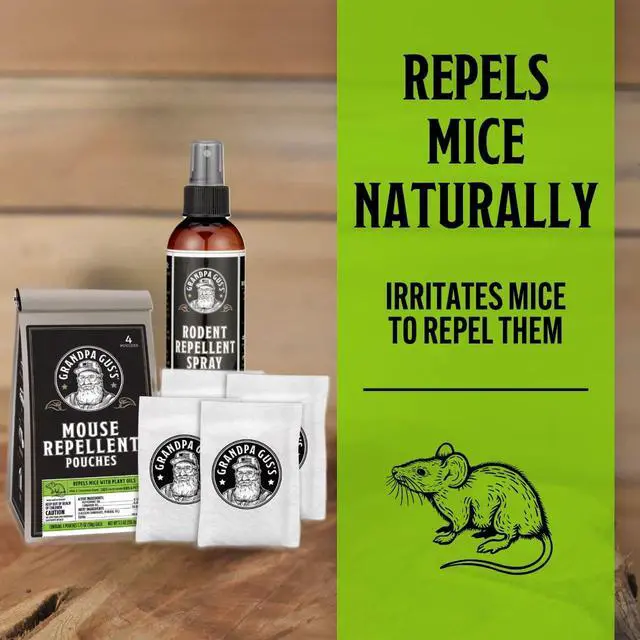 Alt view image 2 of 7 - Extra-Strength Mouse Repellent Pouches + Rodent Repellent Spray, Peppermint/Cinnamon, Home/RV, Boat/Car Storage & Machinery, 4 x 1.75 oz Pouches + 1 x 8 oz Spray