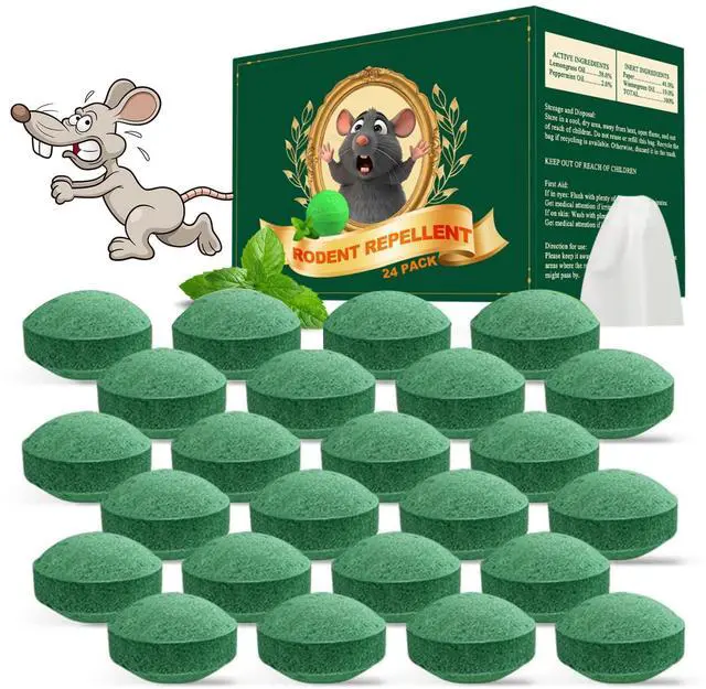 Main image of 24 Pack Mouse Rodent Repellent, Peppermint Oil Balls for Mice Rodent Deterrent,Natural Pest Control Pouches for Cockroach, Spider and Pests, Indoor & Outdoor,Keeps Rats Away from Home and Kitchen 4