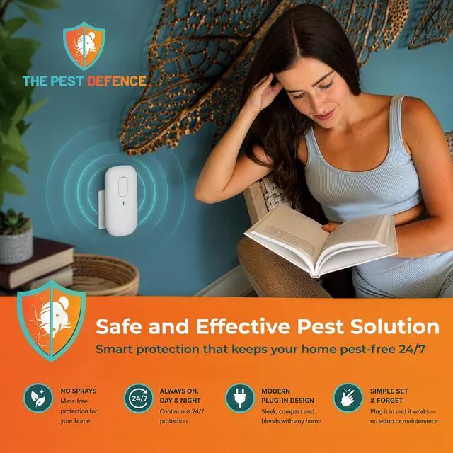 Alt view image 2 of 7 - Pest Defence Ultrasonic Pest Repeller, Bye Critter Ultrasonic Pest Repeller Plug-in Mouse Repellent for Home Repels Mice, Spiders, Rodents, Cockroaches,