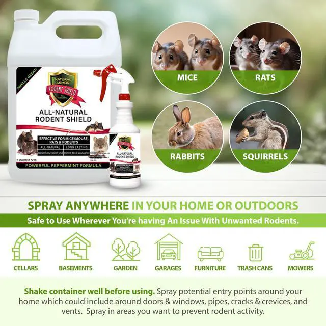 Alt view image 2 of 7 - Peppermint Repellent for Mice/Mouse, Rats & Rodents Rodent Shield. 128 OZ Gallon