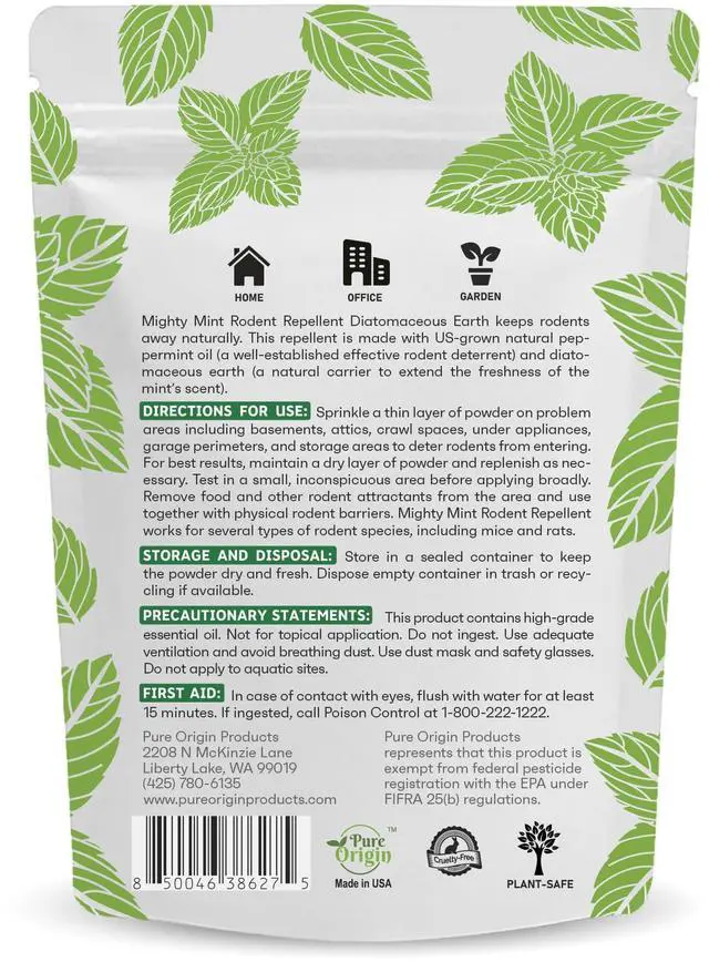Alt view image 7 of 7 - Rodent Repellent Pest Control, Diatomaceous Earth Peppermint Pest Powder, 1 lb