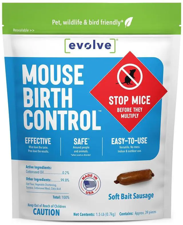 Main image of Evolve Mouse Birth Control Soft Bait Sausages 1.5 lbs | Science-Based Mouse Population Control | Non-Lethal, Long-Term Population Management