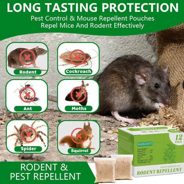 Alt view image 2 of 7 - Natural Mouse Repellent Pouches 12 Pack Peppermint Oil Rodent Repellent Indoor for Home, Garage, Car & RV Pest Control Pouches Long Lasting Mice Deterrent, Safe for Kids & Pets