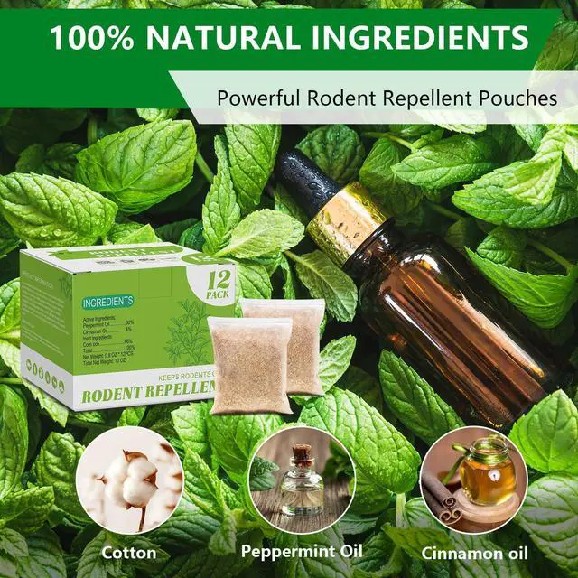 Alt view image 3 of 7 - Natural Mouse Repellent Pouches 12 Pack Peppermint Oil Rodent Repellent Indoor for Home, Garage, Car & RV Pest Control Pouches Long Lasting Mice Deterrent, Safe for Kids & Pets