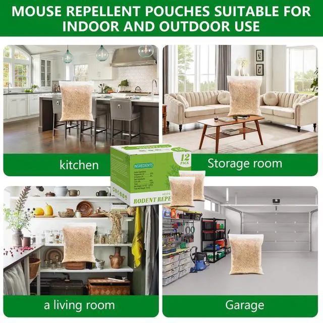 Alt view image 7 of 7 - Natural Mouse Repellent Pouches 12 Pack Peppermint Oil Rodent Repellent Indoor for Home, Garage, Car & RV Pest Control Pouches Long Lasting Mice Deterrent, Safe for Kids & Pets