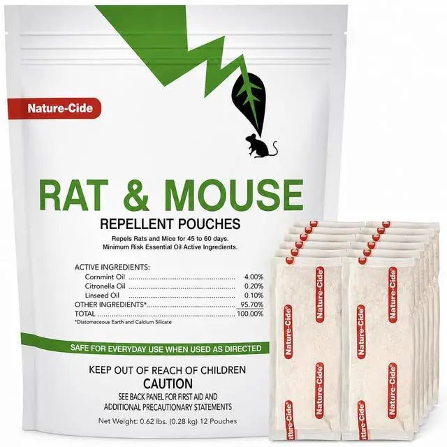 Main image of Rat & Mouse Repellent Pouches, Peppermint Oil Rodent Repellent for Home, Garage, Car, RV & Shed, Mint Scent Mouse Deterrent, 12 Pouches