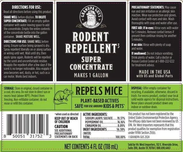 Alt view image 7 of 7 - Rodent Repellent Spray Super Concentrate - Peppermint and Cinnamon Oil Spray for Mice - Makes 1 Gallon Plant-Based Mouse Deterrent for Home, Gardens, Garages & Indoor Spaces - 4 Fl Oz