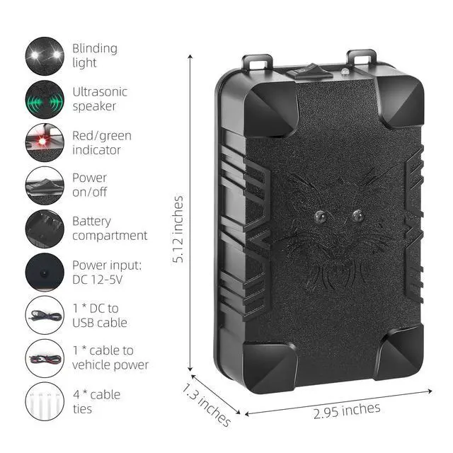 Alt view image 7 of 7 - 2 Pcs Under Hood Rodent Repeller with Strobe Light & 3 Power Supply Methods, Professional Ultrasonic Mouse Repellent Rat Squirrel Deterrent for 12V Cars Trucks RV Engine Bay Warehouse Attic