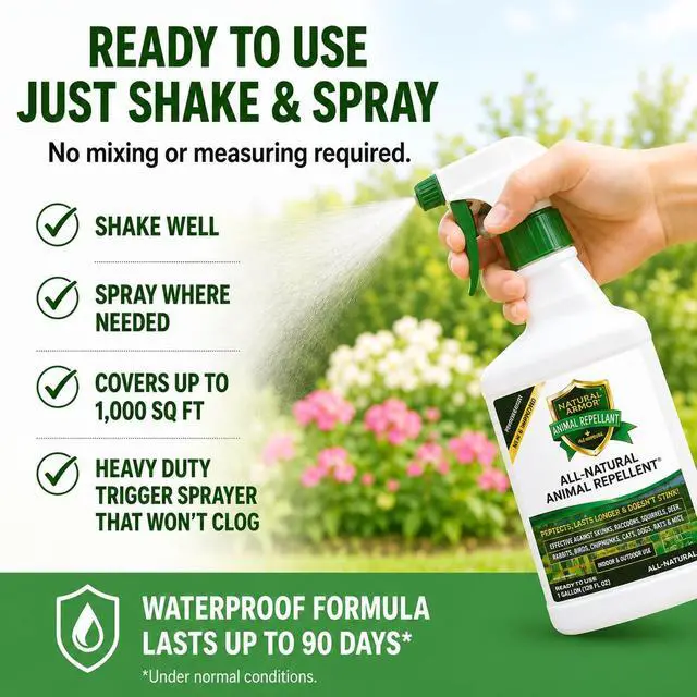 Alt view image 6 of 7 - Animal & Rodent Repellent Spray. Repels Skunks, Raccoons, Rats, Mice, Deer Rodents & Critters. Repeller & Deterrent in Powerful Peppermint Formula 128 Fl Oz Gallon Refill RTU