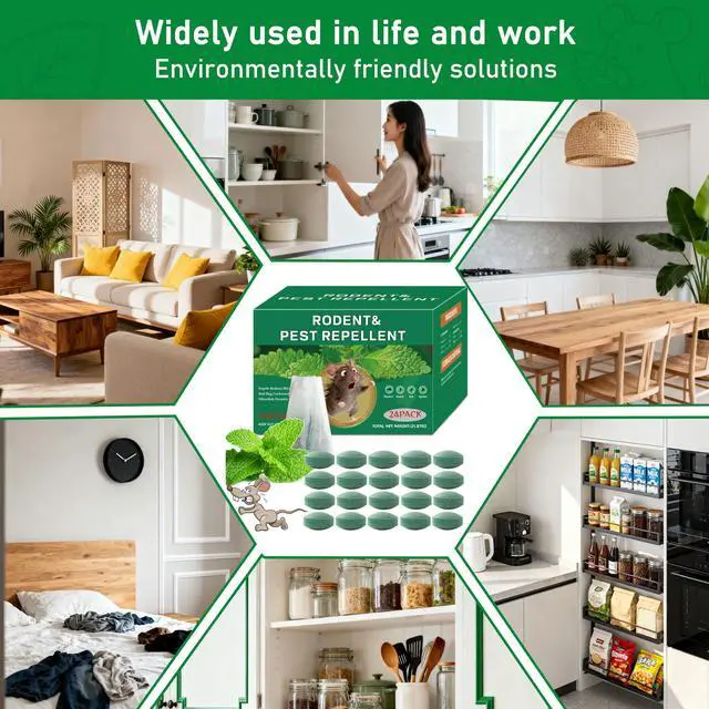 Alt view image 7 of 7 - 24 Pack Natural Mice Repellent Balls for Home - Peppermint Oil, Family & Pet Safe Rodent Deterrent for Indoor Outdoor Use, Garage, Garden, Caravan - Long Lasting Insect Repellen