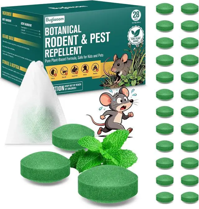Main image of Natural Peppermint Oil Moth Balls for Rodents Deterrent Balls - 28 Pack, Family & Pet-Safe, Long-Lasting Rodent Control for Home/Garden