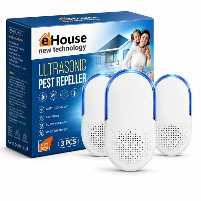 Main image of Ultrasonic Pest Control Repeller - Electronic & Ultrasound, Indoor Plug-in Repellent - Get rid of - Rodents, Mice, Squirrels, Bats, Insects, Bed Bugs, Ants, Fleas, Spiders, Roaches (3Pack)
