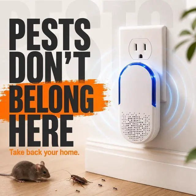 Alt view image 2 of 7 - Ultrasonic Pest Control Repeller - Electronic & Ultrasound, Indoor Plug-in Repellent - Get rid of - Rodents, Mice, Squirrels, Bats, Insects, Bed Bugs, Ants, Fleas, Spiders, Roaches (3Pack)