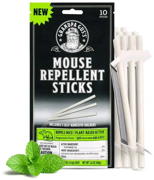 Main image of Mouse Repellent Sticks - Peppermint Oil Mouse Repellent for Indoor Use - Adhesive Rodent Repellent for Cabinets, Baseboards, RVs & Storage Areas - Mouse Deterrent - 10 Count