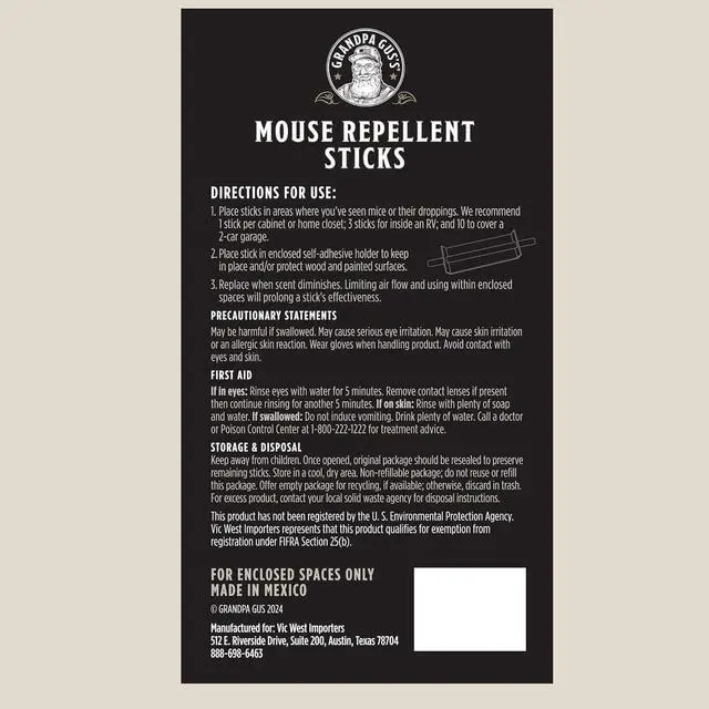 Alt view image 6 of 6 - Mouse Repellent Sticks - Peppermint Oil Mouse Repellent for Indoor Use - Adhesive Rodent Repellent for Cabinets, Baseboards, RVs & Storage Areas - Mouse Deterrent - 10 Count