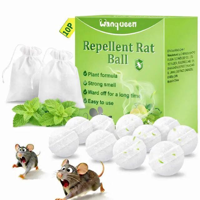 Main image of 10 Pack Mouse Rodent Repellent Balls Peppermint Oil to Repel Mice & Rats, Long Lasting 3 Months Protection, Safe for Pets & Kids Natural Deterrent for Home, Garage, Car