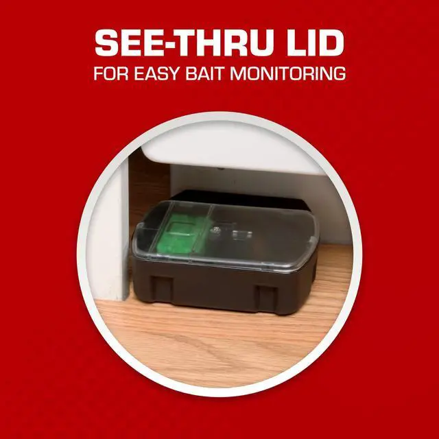 Alt view image 6 of 7 - Mouse Killer(e), Child Resistant, Refillable Station - Weather-Resistant Indoor/Outdoor Bait Station with Clear Monitoring Lid, 1 Station and 32 Bait Blocks