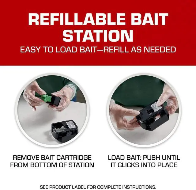 Alt view image 5 of 7 - Mouse Killer, Child and Dog Resistant Refillable Station Weather-Resistant Indoor/Outdoor Bait Station with Clear Monitoring Lid, 1 Station and 16 Bait Blocks