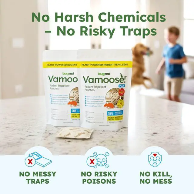 Alt view image 6 of 7 - Vamoose! Plus Peppermint Oil Mouse Repellent Pouches | Natural Mice Repellent Indoor & Rat Deterrent for House, Garage, RV, Car & Storage | Plant-Powered Rodent Control - 1 Pack - 4 Pouches