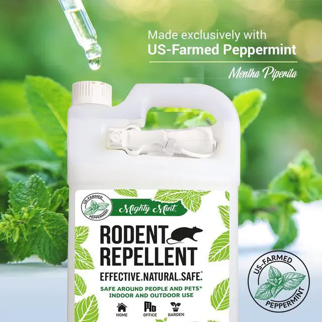 Alt view image 5 of 7 - Peppermint Oil Rodent Repellent Spray with Microfiber Cloth Natural Indoor & Outdoor Control for Mice and Rats Plant-Based, Extra-Strong Formula - 1 Gallon (128 oz)