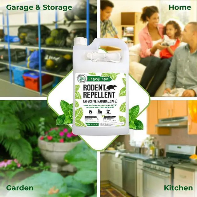 Alt view image 6 of 7 - Peppermint Oil Rodent Repellent Spray with Microfiber Cloth Natural Indoor & Outdoor Control for Mice and Rats Plant-Based, Extra-Strong Formula - 1 Gallon (128 oz)
