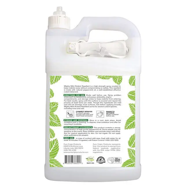 Alt view image 7 of 7 - Peppermint Oil Rodent Repellent Spray with Microfiber Cloth Natural Indoor & Outdoor Control for Mice and Rats Plant-Based, Extra-Strong Formula - 1 Gallon (128 oz)
