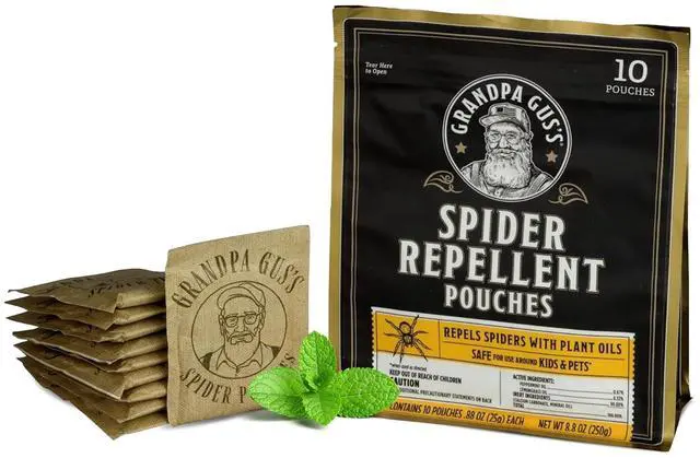 Main image of Natural Spider Repellent Pouches, Peppermint and Lemongrass Oil Indoor Spider Deterrent, Wolf Spider Repellent, Closet, Basement, Cabin, Shed, RV and Garage, 10 Pack