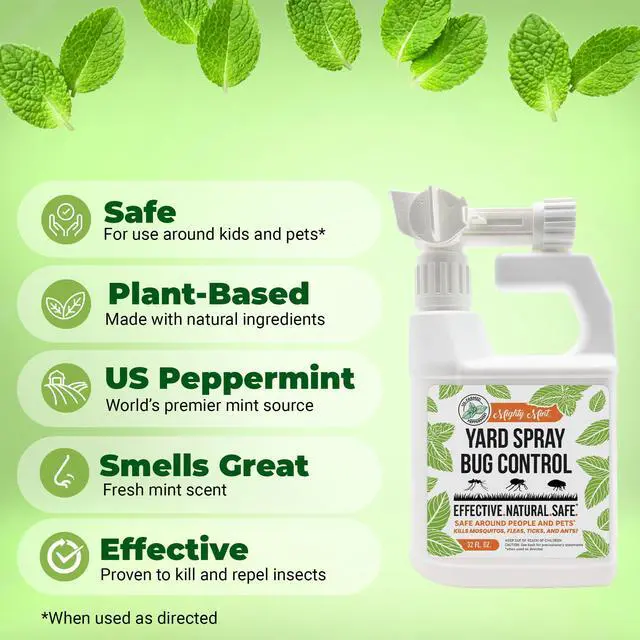 Alt view image 2 of 7 - Peppermint Oil Lawn & Yard Bug Control Spray Natural Outdoor Pest Repellent for Fleas, Ticks, Mosquitoes, Ants, and More Plant-Based, Extra-Strength Formula 32 oz (Pack of 2)