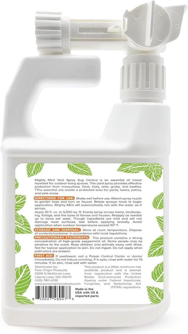 Alt view image 6 of 7 - Peppermint Oil Lawn & Yard Bug Control Spray Natural Outdoor Pest Repellent for Fleas, Ticks, Mosquitoes, Ants, and More Plant-Based, Extra-Strength Formula 32 oz (Pack of 2)