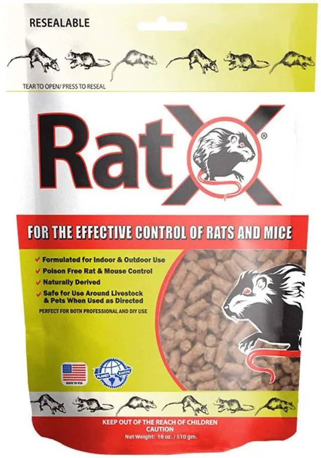 Main image of Rodent Control Bait Pellets for Rats & Mice Poison Free, Pet Safe Indoor & Outdoor Use Pellets 18 oz. Bag