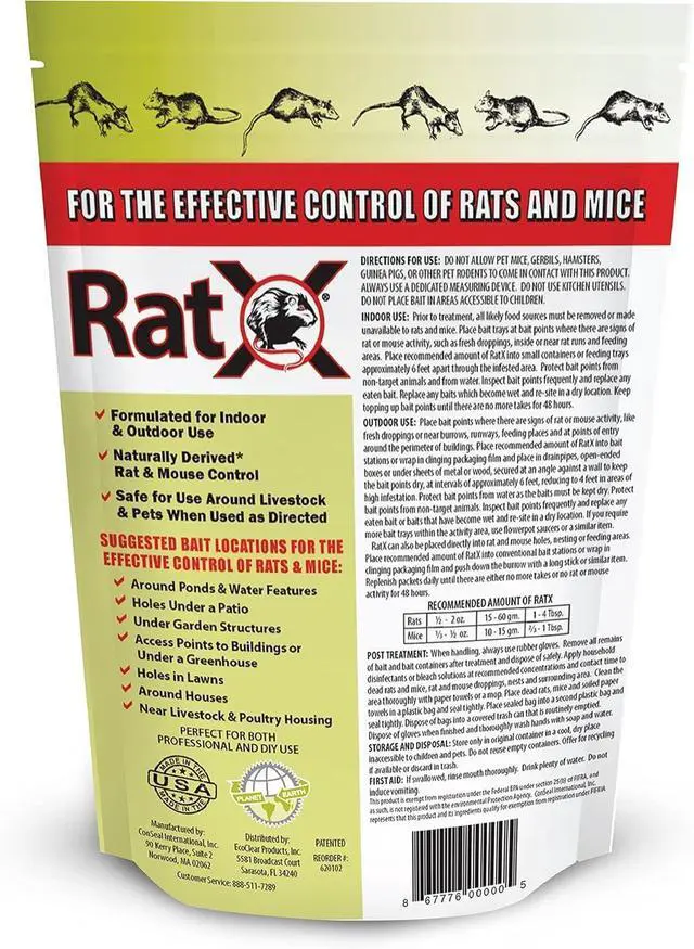 Alt view image 2 of 7 - RatX All-Natural Non-Toxic Humane Rat and Mouse Killer Pellets, 3 lb. Bag
