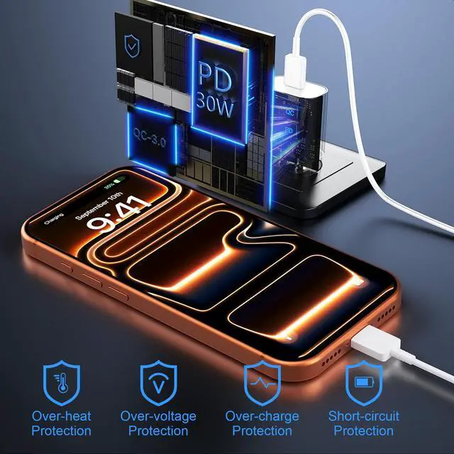 Alt view image 5 of 6 - iPhone 16 15 17 Pro Max Charger 30W Type C Chargers USB C Fast Charger Block iPhone 16 Chargers Fast Charging with 10FT C Charging Cable for iPhone 17/17 Pro Max/16/16 Pro Max/15/15 Pro/iPad/Samsung
