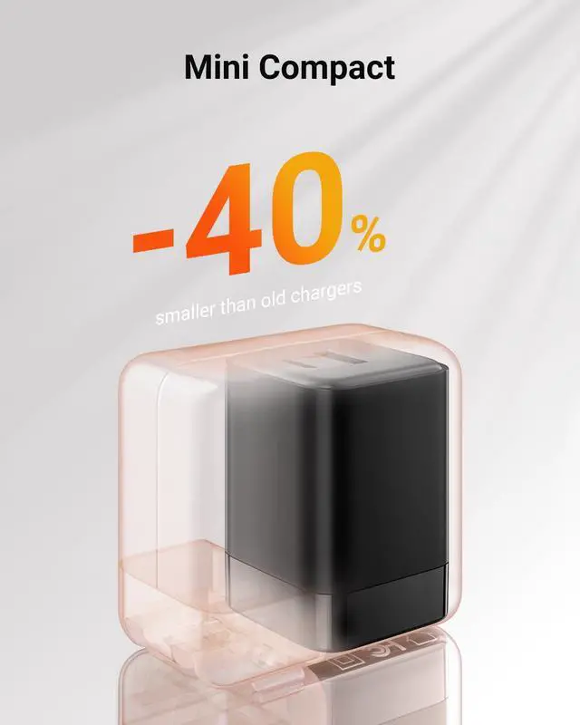 Alt view image 6 of 7 - USB C Fast Charging Charger, 30W Dual-Port GaN Nano Charger with Foldable Plug for iPhone 17/16/15 Series, iPad, Galaxy S26 Ultra and More Series, (Black, 1 Pack)