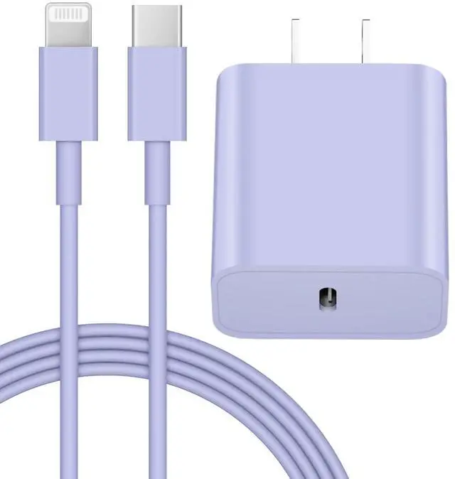 Main image of iPhone 14 13 12 Fast Charger 20W PD USB C Wall Charger with 6FT Fast Charging Cable for iPhone 14/14 Pro/14 Pro Max/14 Plus/13/12/11/Pro/Pro Max/Mini/Xs Max/X, iPad - Purple