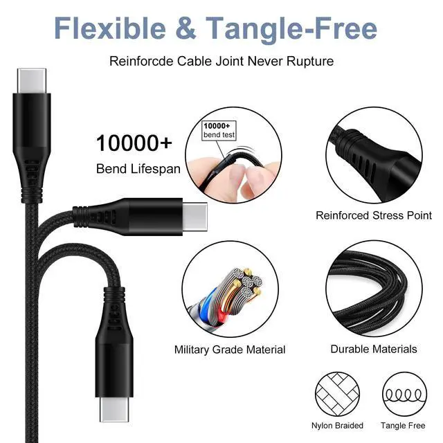 Alt view image 6 of 7 - Type C Charger Fast Charging Block for Moto G Power 2025,G Stylus 2024,G Pure,G Play,X50 Ultra, for Motorola Edge 50 Pro,Edge+,Razr 50/40 Ultra, Pixel 8 7Pro; 20W PD C Wall Charger Box,6FT USB C Cable