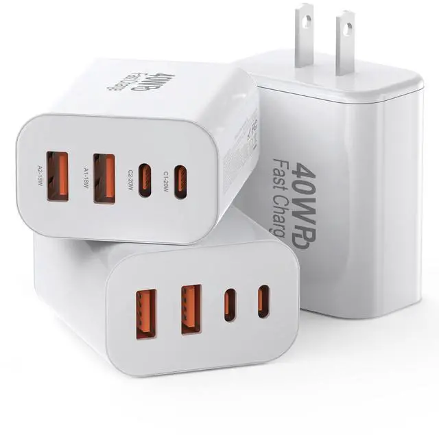 Main image of USB C Charger Block,40W USB C Charger Cube,3 Pack Type C Chargers Block,Fast Charging Plug Dual Port PD+QC Charging Cube for iPhone 16 15 14 13 12 11 Pro Max XS,iPad, Samsung Phone,Tablet